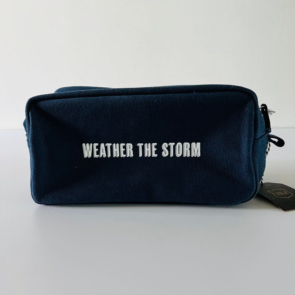 IZOLA Navy Dopp Kit Cosmetic Travel Shaving Shave Bag Tote - "Weather The Storm"